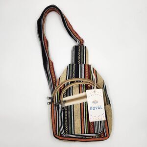 Handmade Nepal Cotton Sling Bag Crossbody Backpack Boho Travel Daypack Unisex